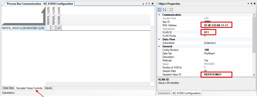 Sampled Value Control Block (SVCB) configuration example.