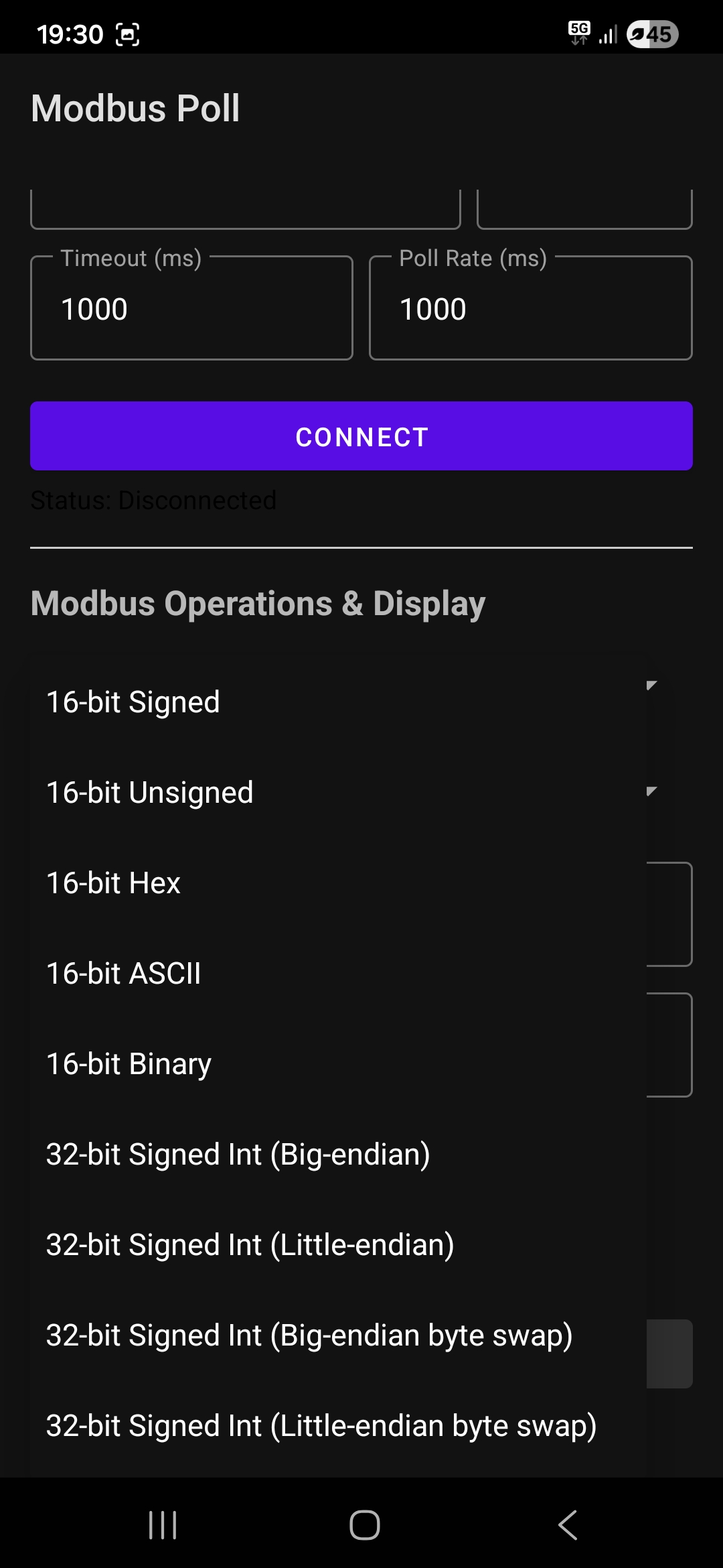 Modbus Poll Data Display Formats