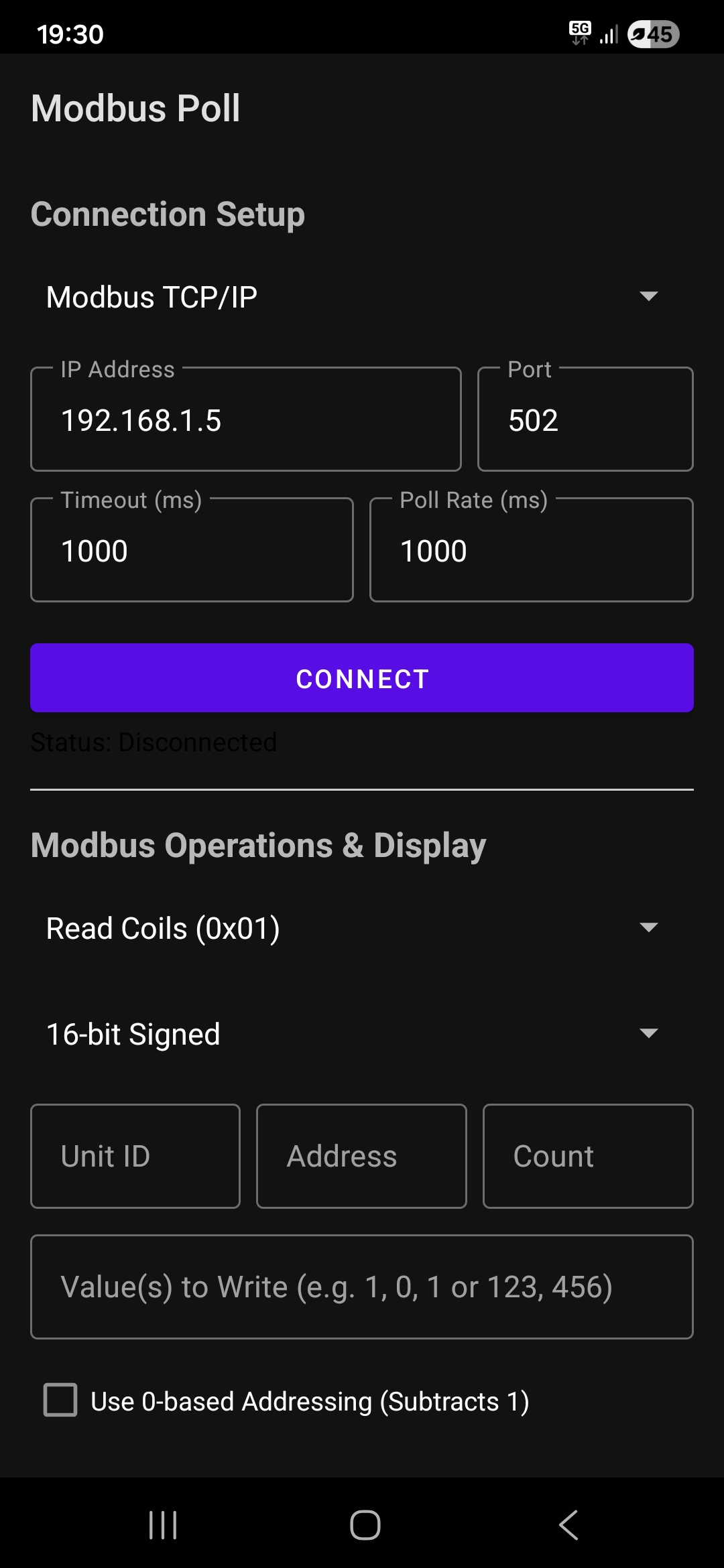 Modbus Poll Android App
