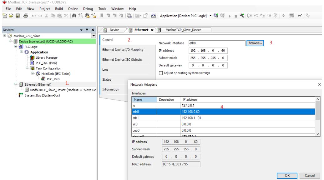 Add the Modbus TCP Slave Device